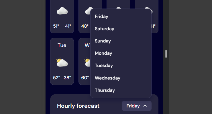 The popover above the day select